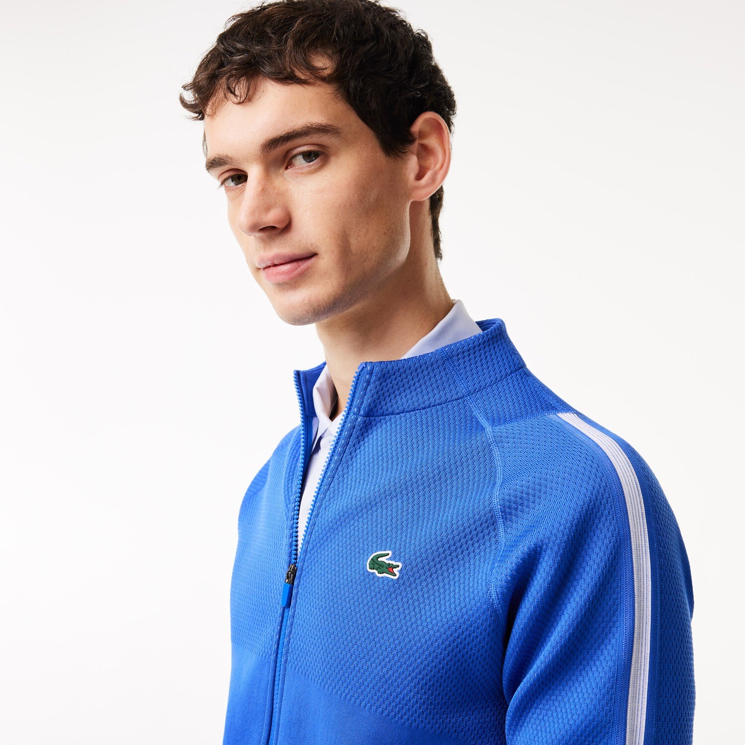 Lacoste SH7541 52 IXW men’s zip up jacket novakdjokic collection blue and textured