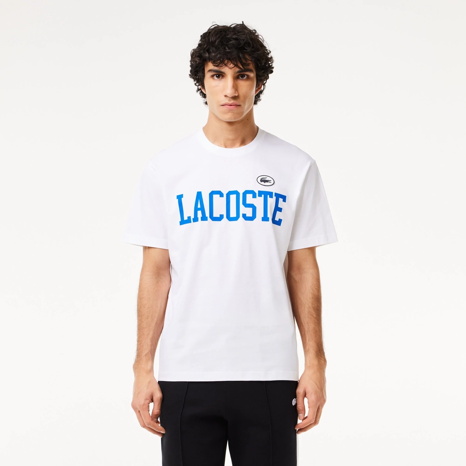 Lacoste TH7411 52 001 Men’s SS Large Logo T-Shirt /WHITE/ BLUE Lacoste TH7411 52 001 Men’s SS Large Logo T-Shirt /WHITE/ BLUE