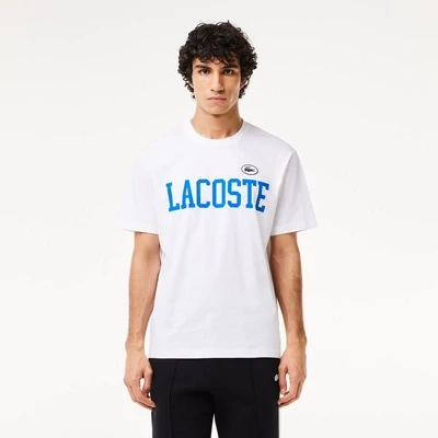 Lacoste TH7411 52 001 Men’s SS Large Logo T-Shirt /WHITE/ BLUE