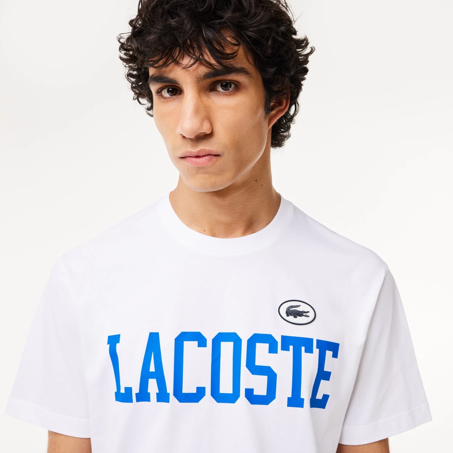 Lacoste TH7411 52 001 Men’s SS Large Logo T-Shirt /WHITE/ BLUE Lacoste TH7411 52 001 Men’s SS Large Logo T-Shirt /WHITE/ BLUE