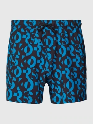 Michael Kors CS370018X3 Men's Kinetic Kors Swim Trunks in BLUE AND BLACK