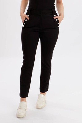 Frank Lyman 234112U Women's Button Detail Pants – Black