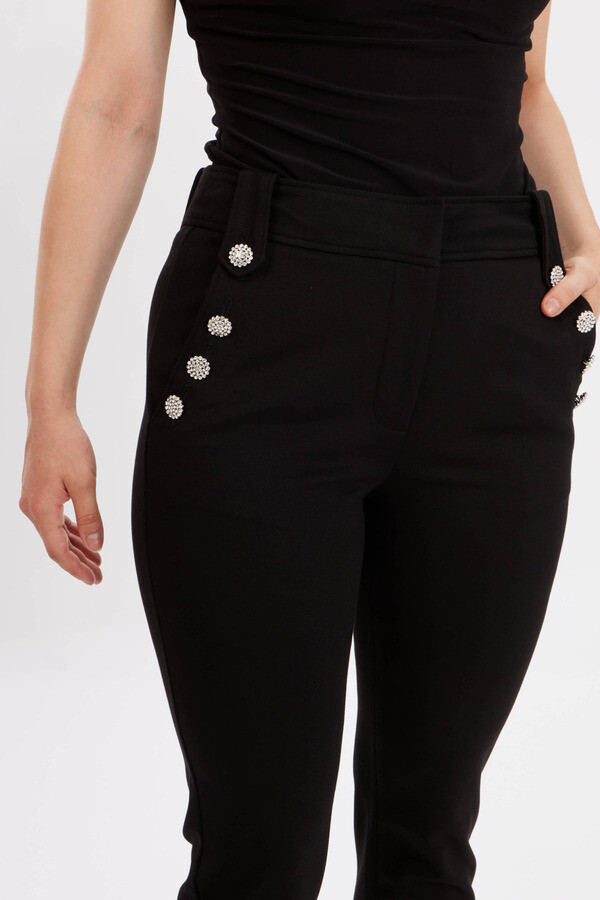Frank Lyman 234112U Women's Button Detail Pants – Black