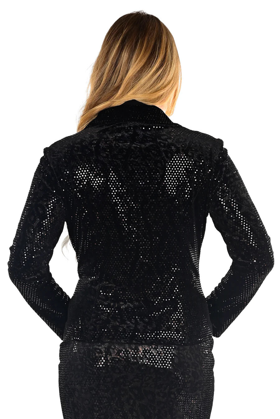 Frank Lyman 234486 Women's Long Sleeve Knit Leopard Shimmer Blazer – Copper- Black