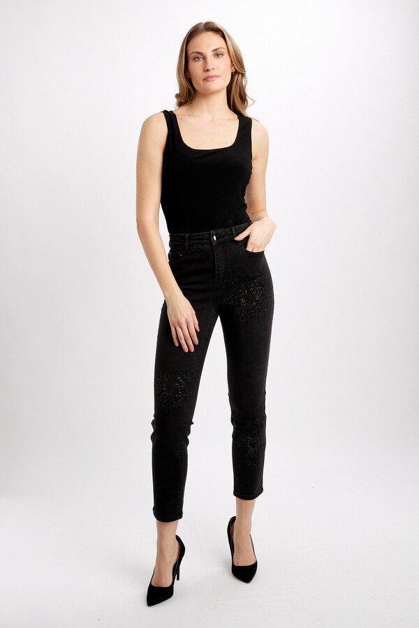 Frank Lyman 234127U Women’s Embellished Detail Pants – Black- Copper