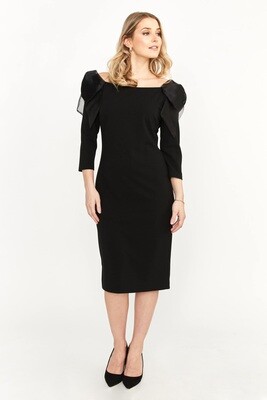Frank Lyman 239148 Women’s Long Sleeve Chiffon Bow Dress – Black