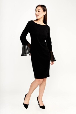 Frank Lyman 233125 Women’s Long Sleeve Chiffon Ruffle Dress – Black