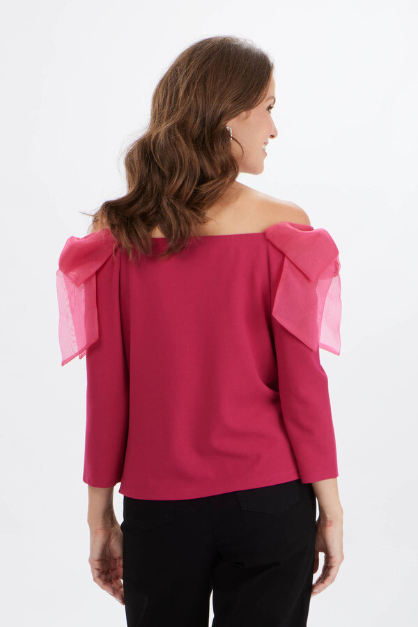 Frank Lyman 239143 Women’s LS Off-Shoulder Top w/ Bows/ ROSE