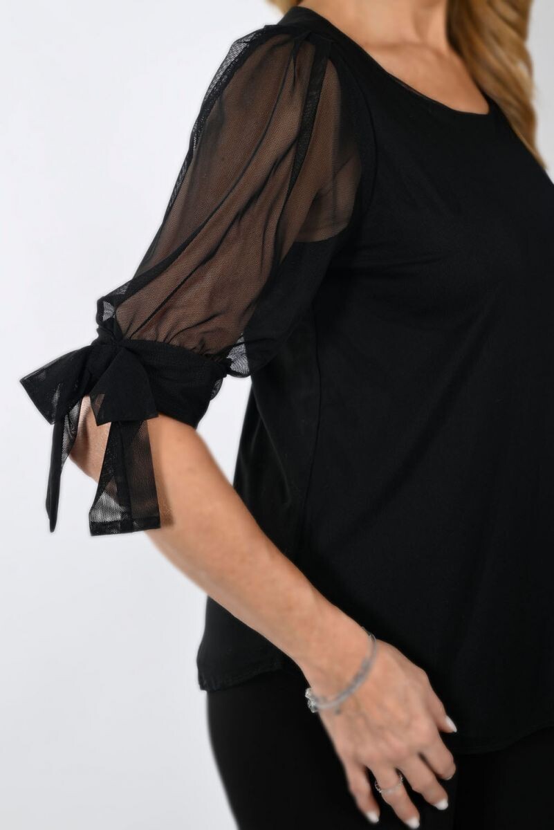 Frank Lyman 233404 Women's 1/2 Sleeve Chiffon Top – Black