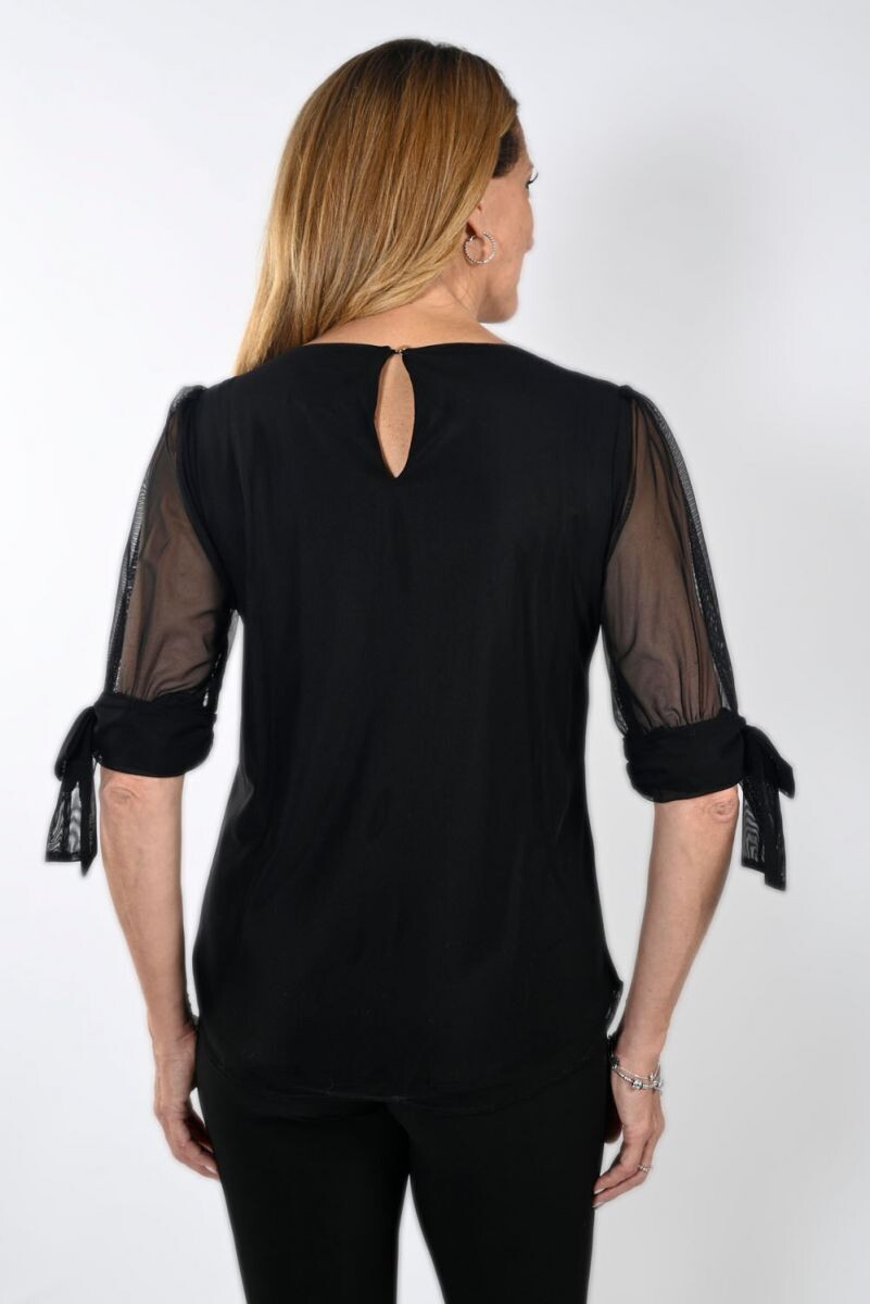 Frank Lyman 233404 Women's 1/2 Sleeve Chiffon Top – Black
