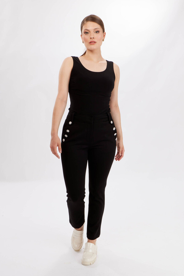 Frank Lyman 234112U Women's Button Detail Pants – Black