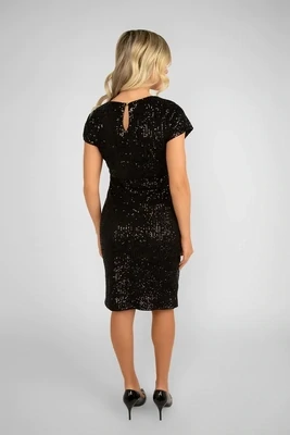 Frank Lyman 234246 Women's Cap Sleeve Sequin Dress/ BLACK