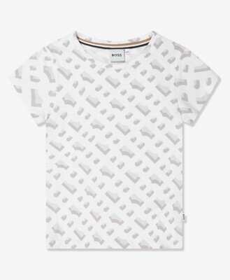 Hugo Boss J50731/10P Boys Jr Monogram S/s T-Shirt /White & Grey