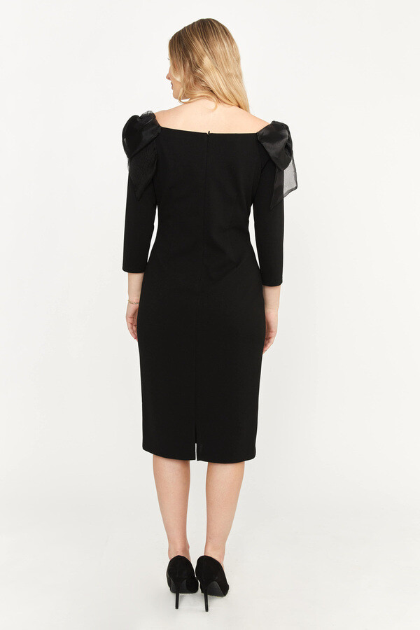 Frank Lyman 239148 Women’s Long Sleeve Chiffon Bow Dress – Black