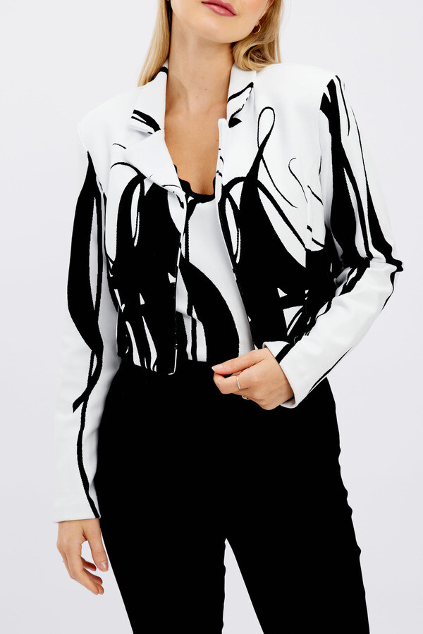 Frank Lyman 246405 Women's Knit Bolero – Off White- Black