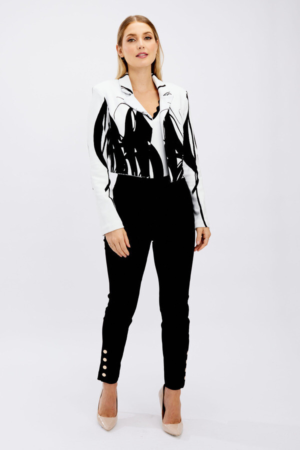 Frank Lyman 246405 Women's Knit Bolero – Off White- Black