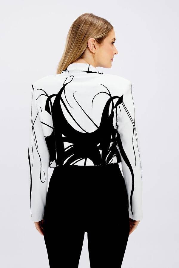 Frank Lyman 246405 Women's Knit Bolero – Off White- Black