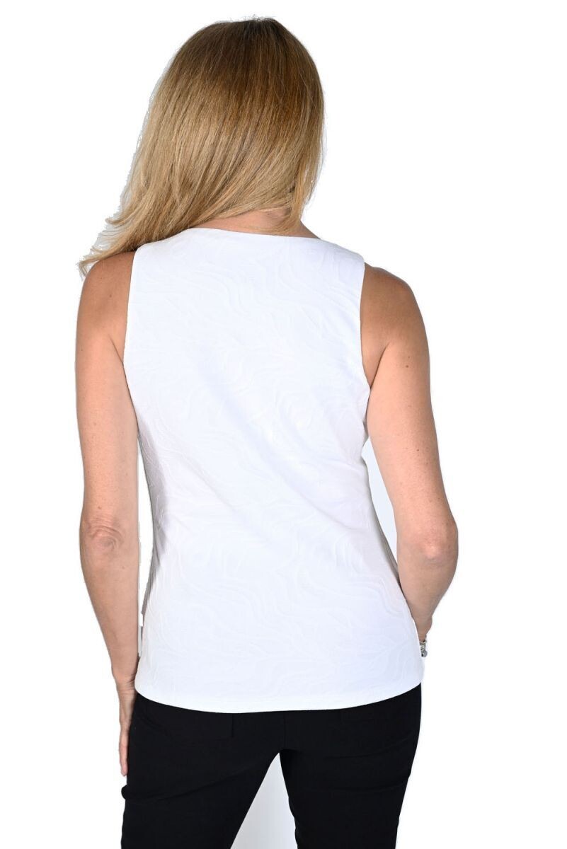 Frank Lyman 231164 Women’s SL Textured Camisole w/ Necklace – White