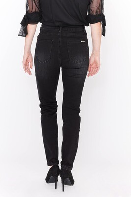 Frank Lyman 233886U Women's Embroidered Flower Jeans/ BLACK- MAGENTA