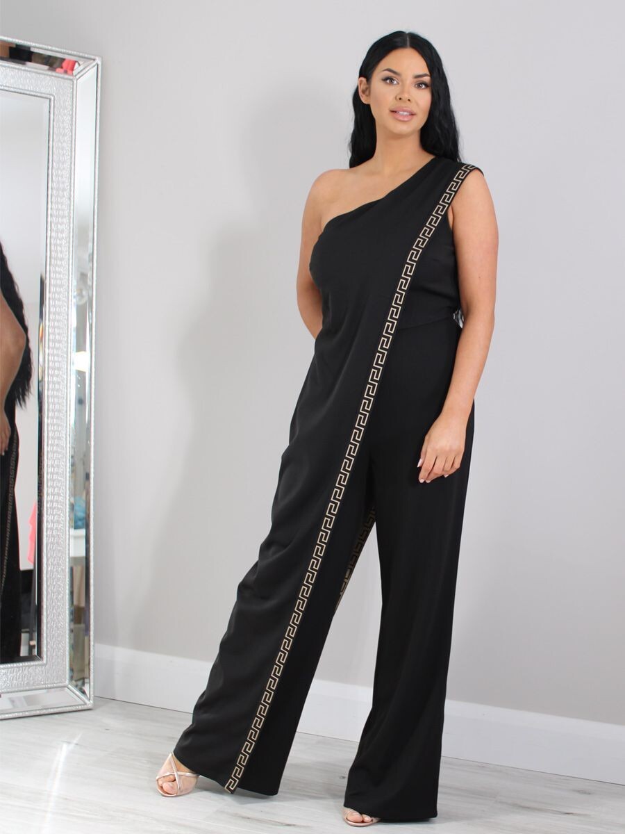 Frank Lyman 238118 Women's One-Shoulder Jumpsuit – Black