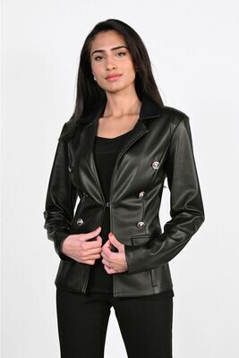 Frank Lyman 223397 Women's LS Vegan Leather Jacket/ BLACK