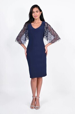 Frank Lyman 229076 Women’s Butterfly Beaded Sleeve Dress/ MIDNIGHT