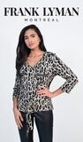 Frank Lyman 223288 Women’s LS Leopard Top w/ Pockets/ GOLD-BLACK