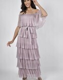 Frank Lyman 228213 Women's Off-Shoulder Shimmer Layered Maxi Dress/ LAVENDER