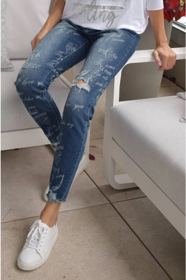 Frank Lyman 226101U Women’s Skinny Jeans w/ Script – Blue