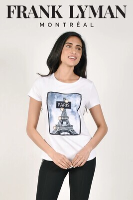 Frank Lyman 214659 Women's SS Paris T-Shirt/ WHITE