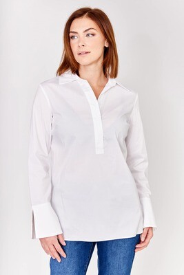 Frank Lyman 214684U Women’s LS Half Buttoned Blouse/ WHITE