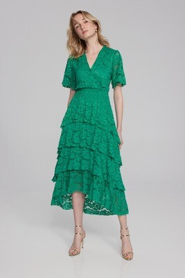 Joseph Ribkoff 241759 Women's Short Sleeve Lace Ruffle Dress – Noble Green