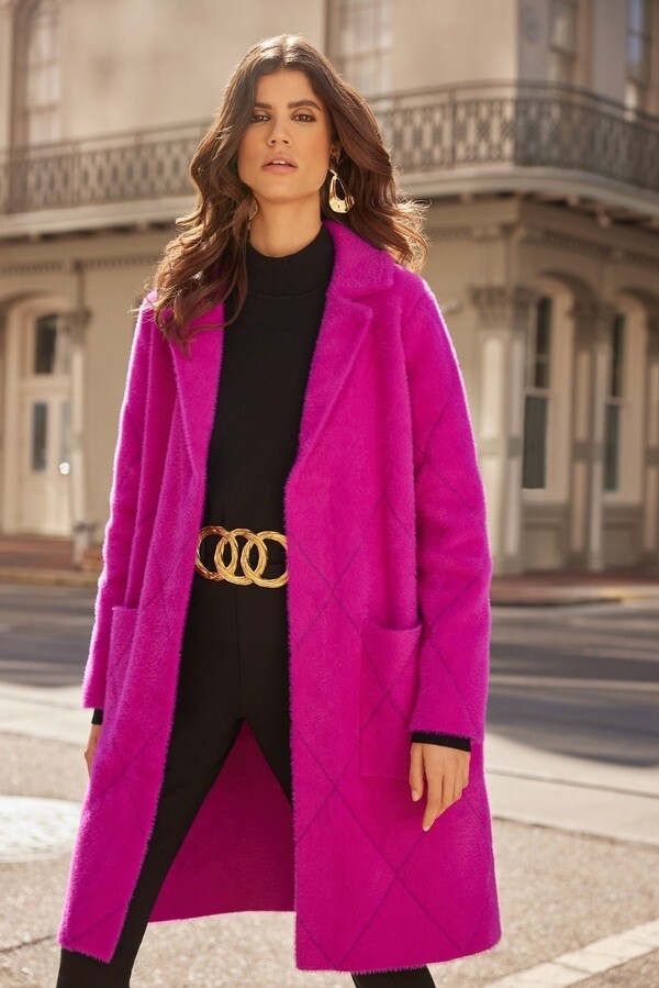 Joseph Ribkoff 233951 Women's Long Sleeve Quilted Notched Collar Coat – Opulence