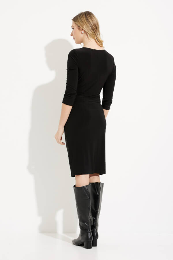 Joseph Ribkoff 233305 Women's 3/4 Sleeve Wrap Front Shift Dress – Black
