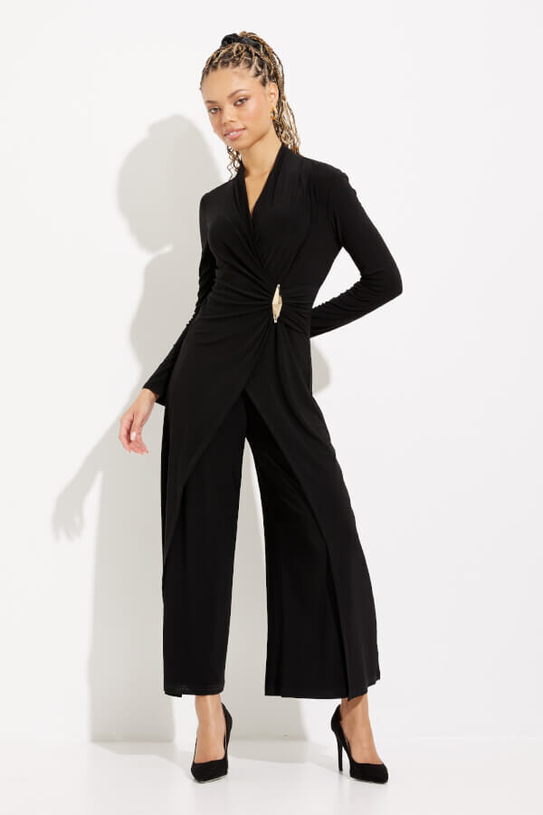 Joseph Ribkoff 233097 Women's Long Sleeve Wrap Front Jumpsuit – Black