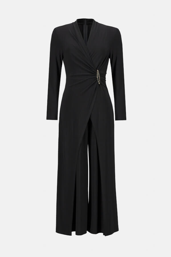 Joseph Ribkoff 233097 Women's Long Sleeve Wrap Front Jumpsuit – Black