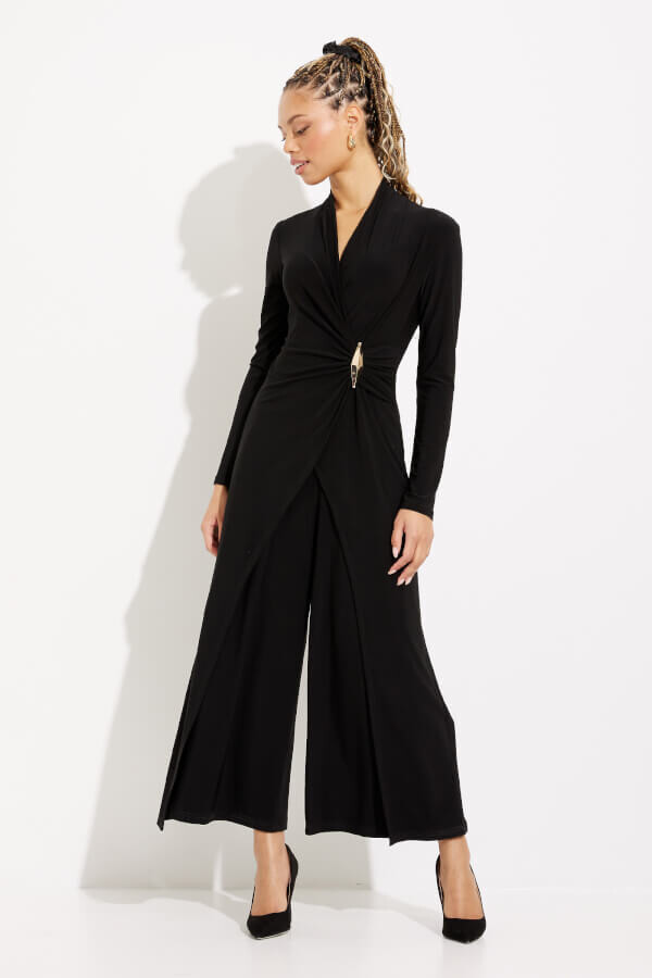 Joseph Ribkoff 233097 Women's Long Sleeve Wrap Front Jumpsuit – Black