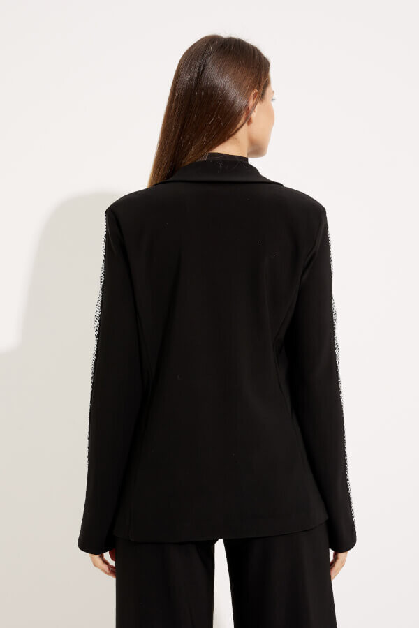 Joseph Ribkoff 233748 Women’s Rhinestones Mesh Sleeve Blazer – Black
