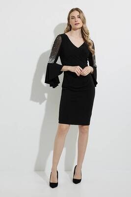 Joseph Ribkoff 224005 Women’s 3/4 Sheer & Ruffle Sleeve Dress – Black