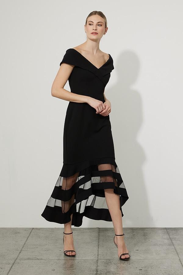 Joseph Ribkoff 223743 Women's Drop Shoulder Dual Fabric Dress – Black