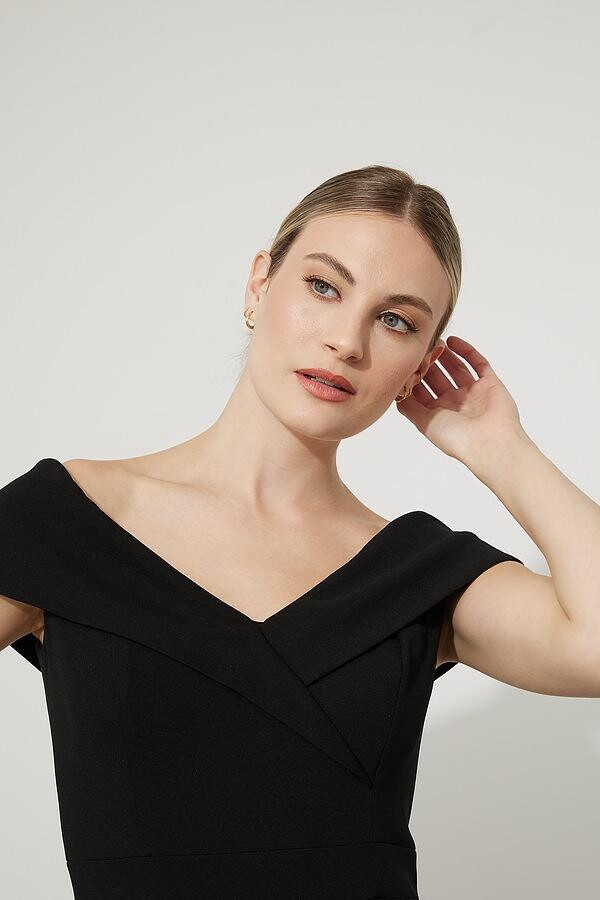 Joseph Ribkoff 223743 Women's Drop Shoulder Dual Fabric Dress – Black