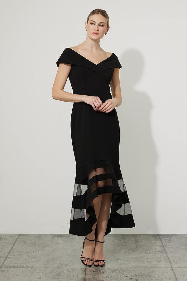 Joseph Ribkoff 223743 Women's Drop Shoulder Dual Fabric Dress – Black
