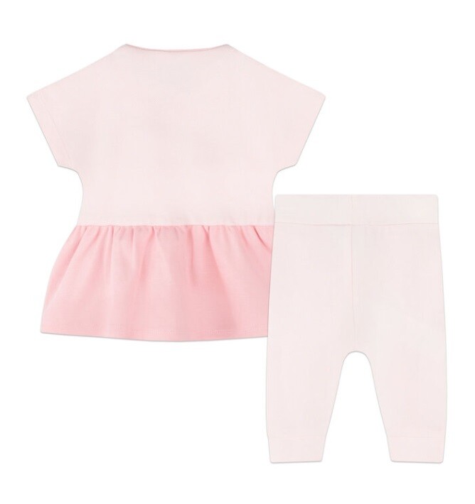 Hugo Boss J50826 Girl's Short Sleeve Logo Dress & Leggings Set 2PC – Pink