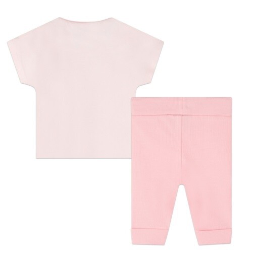 Hugo Boss J50820 Baby Girl's Short Sleeve Logo T-Shirt & Leggings Set 2PC – Pink