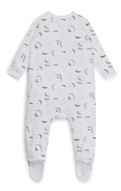 Hugo Boss J50791 Baby Boy's Long Sleeve Footed Onesie & Hat Set 2PC – White- Brown
