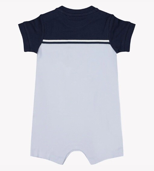 Hugo Boss J50793 Baby Boy's Short Sleeve Overall Logo Onesie – Pale Blue