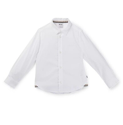 Hugo Boss J50694 Boy's Long Sleeve Dress Shirt – White