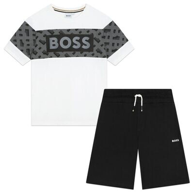 Hugo Boss J50746 Boy's Short Sleeve T-Shirt & Bermuda Shorts Set 2PC – White
