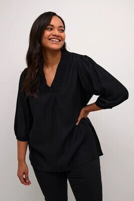 Kaffe Curve 10582167 Women's 3/4 Sleeve Dania Blouse – Black Deep