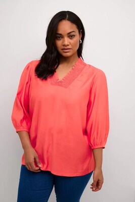 Kaffe Curve 10582167 Women's 3/4 Sleeve Dania Blouse – Cayenne